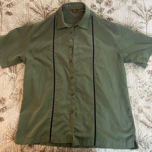 Green Mens Short Sleeve Button Down Dress Shirt